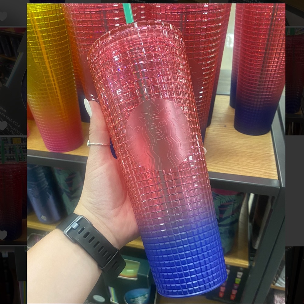 NWT Starbucks Watermelon Pink Purple Gradient Grid Tumbler Summer 22 Jelly Disco